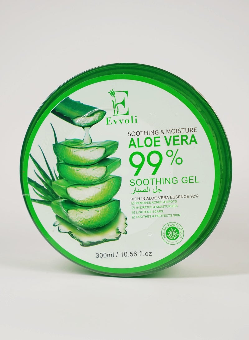 evvoli 99% Organic Aloe Vera Gel for Sunburn Relief  Hydration, Soothing Moisturizer for Face & BodyNatural Aloe Vera Gel -Organic Moisturizing Cream, Soothing and Hydrating, Sunburn and Scar Repair, Care for Face Body Hair 300 ML - Image 3